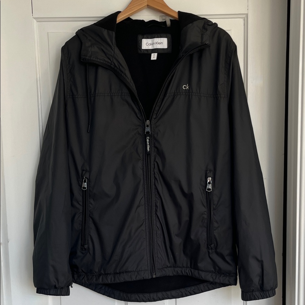 Calvin Klein Black Hooded Windbreaker Jacket